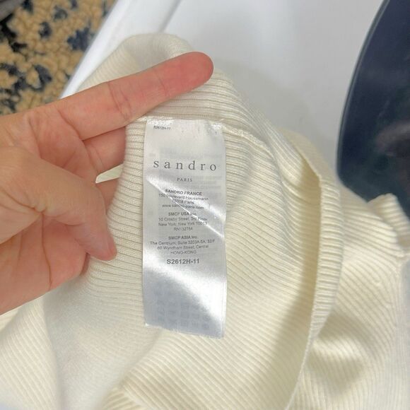 Sandro Women's Size 1 Temps Ribbed Sweater Ivory US S - Picture 10 of 11